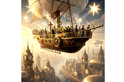 Steampunk Airship, a Transportation Illustration by Sharon Schwalbe (Thumbnail 5 of 5)