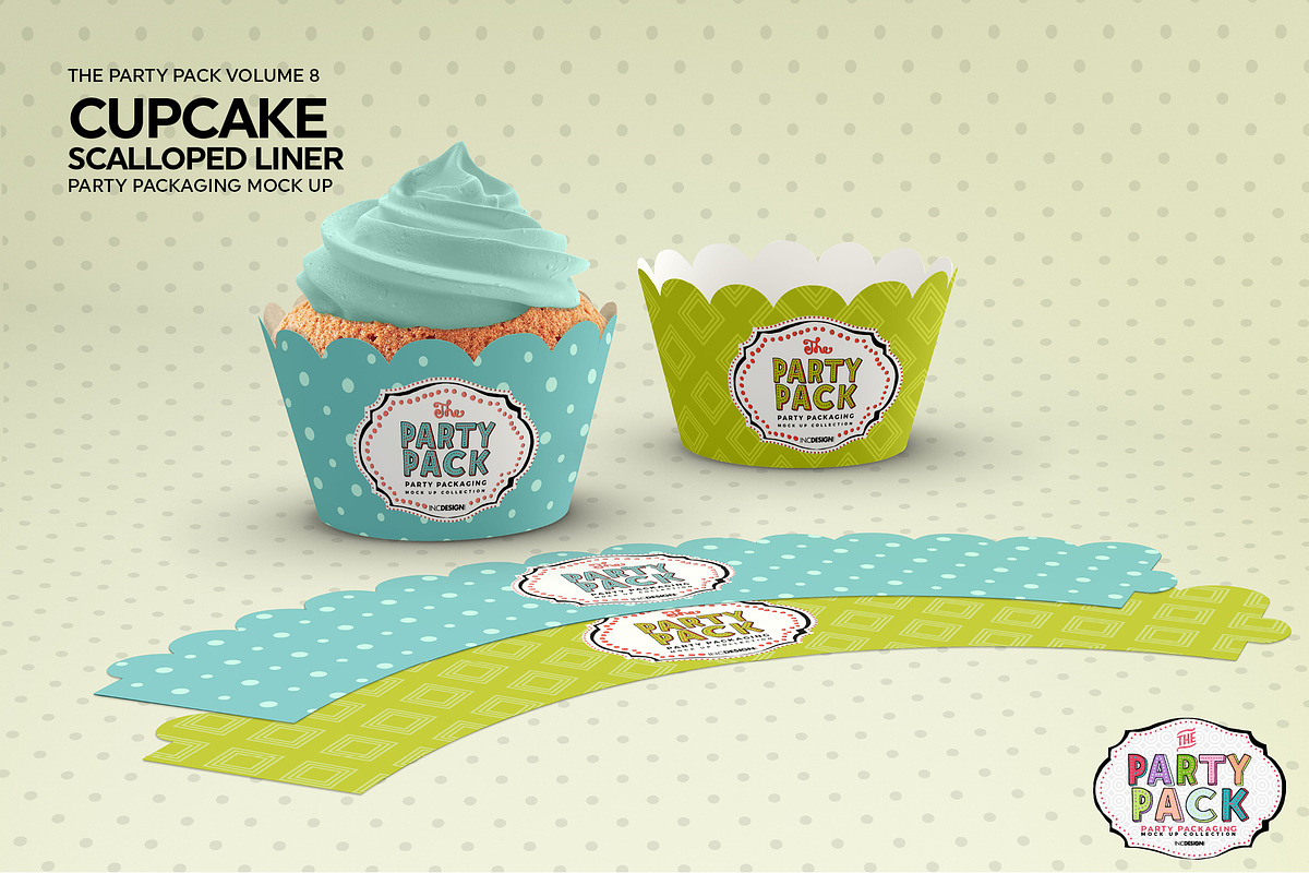 Cupcake Scalloped Liner Party Mockup, a Cups & Container Mockup by INCDesign (Photo 4 of 7)