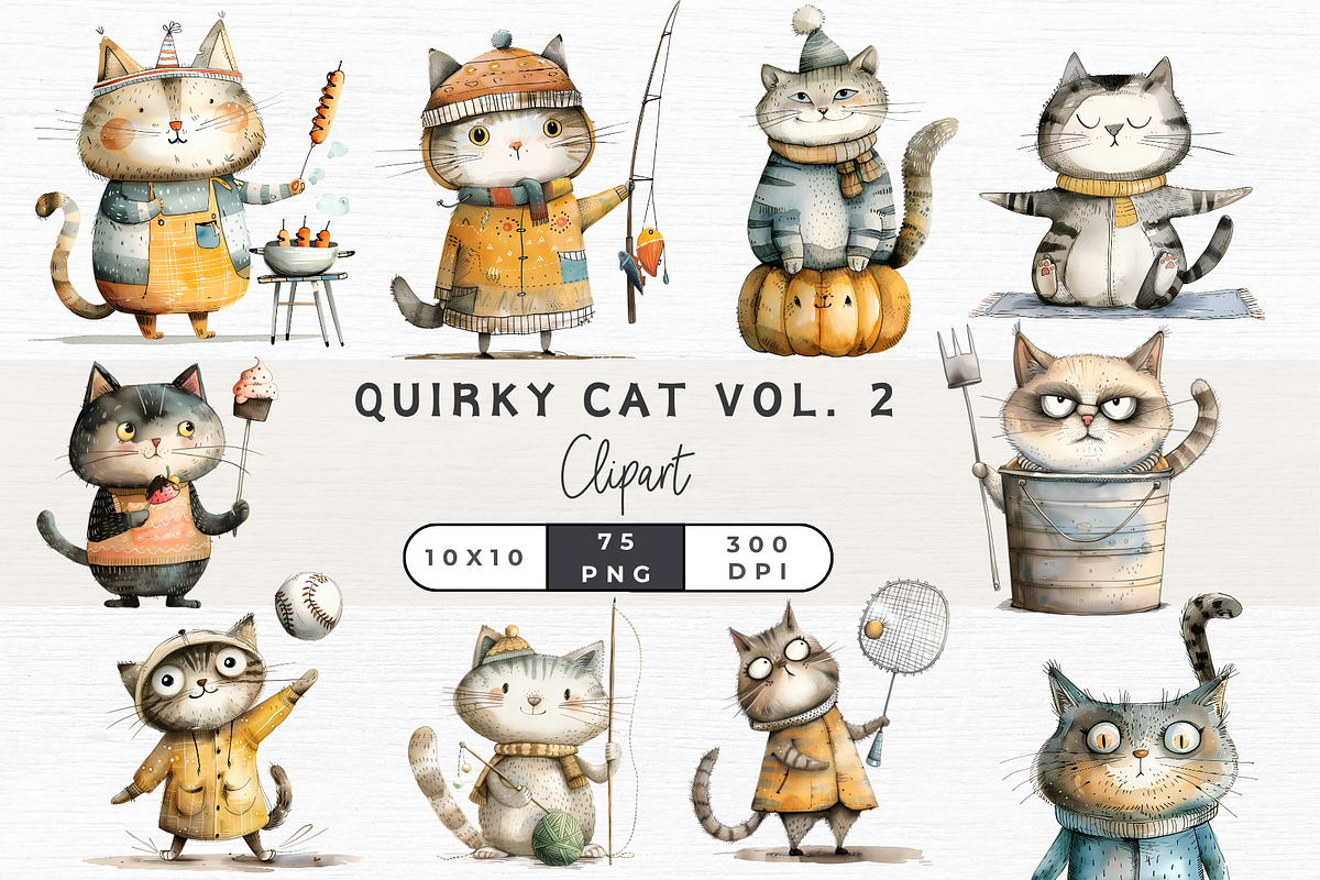Quirky Cats Vol 2, an Animal Illustration by EllyandLima (Photo 1 of 10)