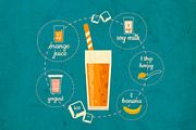 16 vector smoothie recipes, a Food Illustration by Mallinka (Thumbnail 4 of 4)