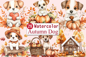 Cute Autumn Dog Sublimation Clipart, an Illustration by CitraGraphics