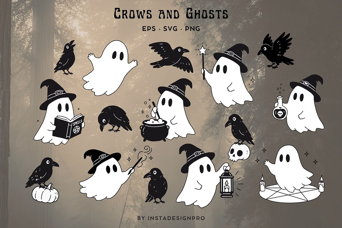 WHIMSICAL HALLOWEEN Clipart Bundle, a Decorative Illustration by InstaDesignPro (Photo 2 of 13)