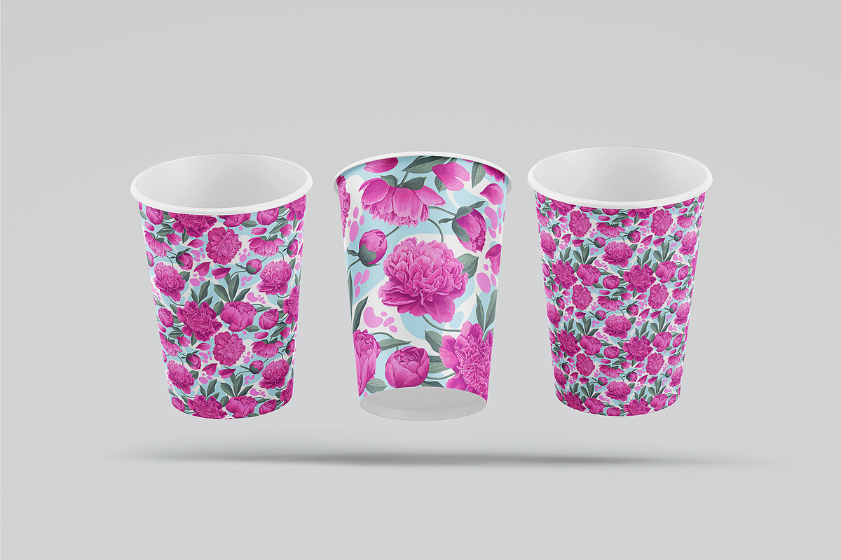 Pink Peonies & Splashes Pattern, a Pattern Graphic by MarynaPetrovska (Photo 4 of 12)