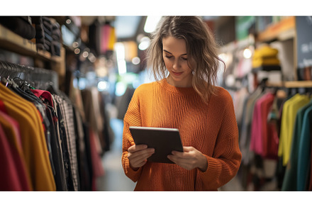 Woman Shopping for Clothes in