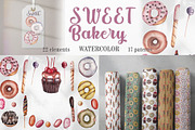 Watercolor Dessert Clipart, an Illustration by NatalieArtsDenysenko (Thumbnail 1 of 8)