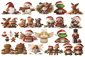 Crochet Xmas Character Animals PNG