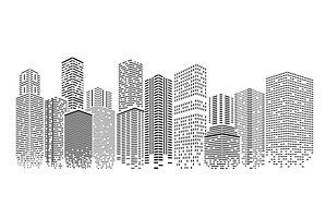 Dots City. Isolated Cityscape With