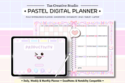 Pink Pastel Portrait Digital Planner, a Stationery Template by Tas Creative Studio (Thumbnail 3 of 13)
