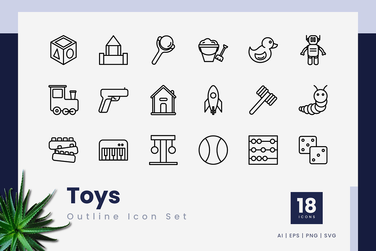 Toys Outline Icons, an Outline Icon by Zeer Graphic (Photo 1 of 2)