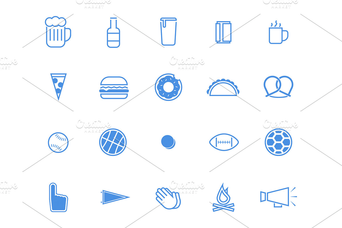 Sports, Food, and Beer Line Icons, an Outline Icon by Jason Yingling (Photo 3 of 3)