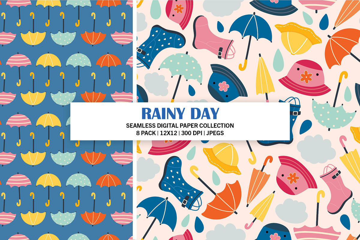Rainy Day Seamless Digital Paper, a Pattern Graphic by Alanna Messina Design Co (Photo 4 of 9)
