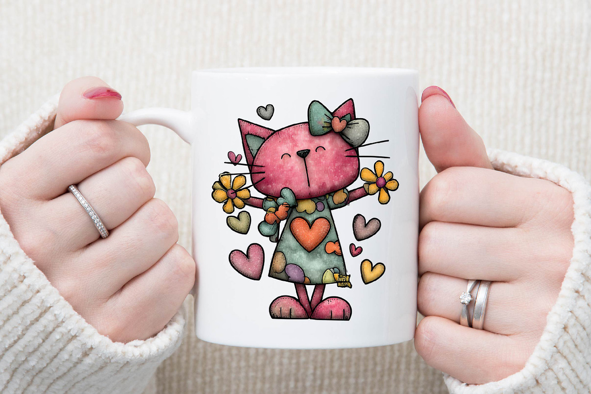 Whimsical Valentine s Day Cat Clipar, an Illustration by Sublimation Artist (Photo 6 of 6)
