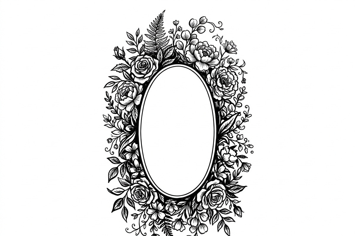 50 Elegant Floral Oval Mirror Frame, a Decorative Illustration by Amazin_art (Photo 9 of 34)