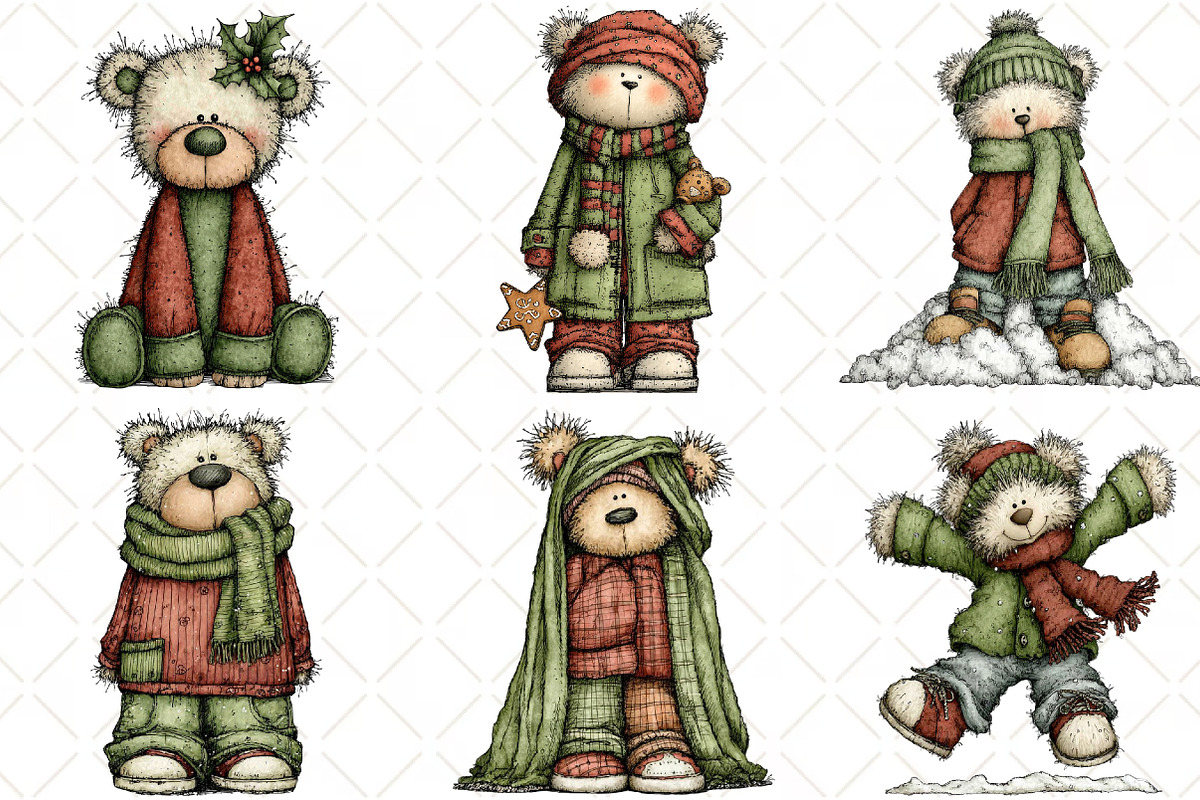 Whimsical Christmas, Teddy, Clipart, an Animal Illustration by Black Bird Studio (Photo 2 of 6)