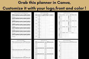 Blood Sugar Log Canva Templates