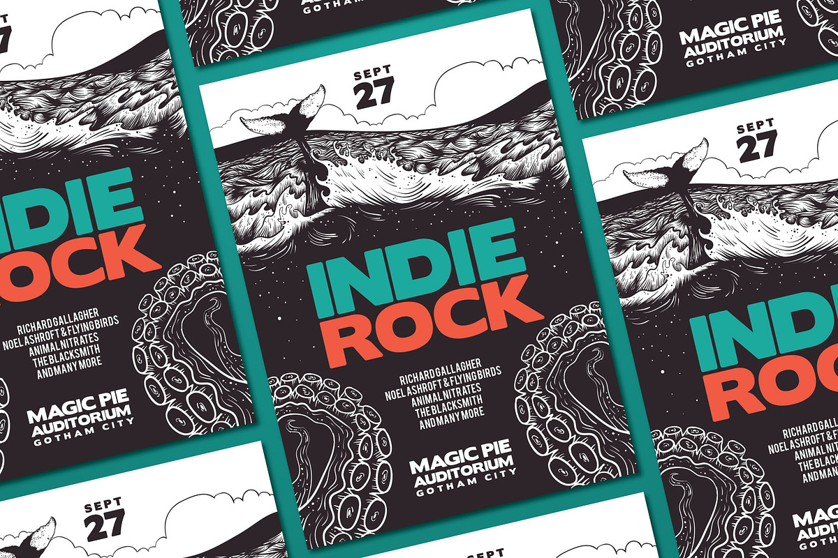 Hand Drawn Ocean Indie Rock Flyer, a Flyer Template by ashenterprise (Photo 3 of 3)