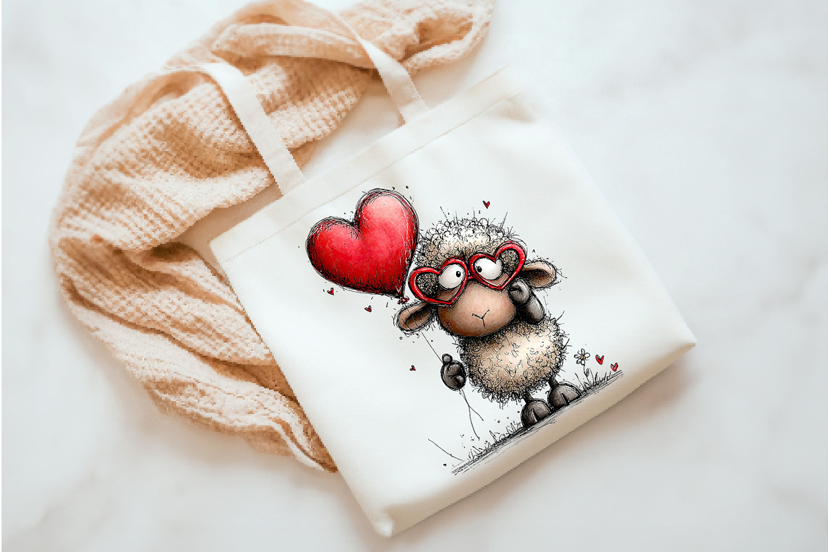 Whimsical Funny Valentine Sheep, an Illustration by Watercolor design (Photo 5 of 9)