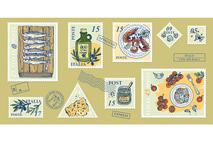 Italian seafood postage stamp