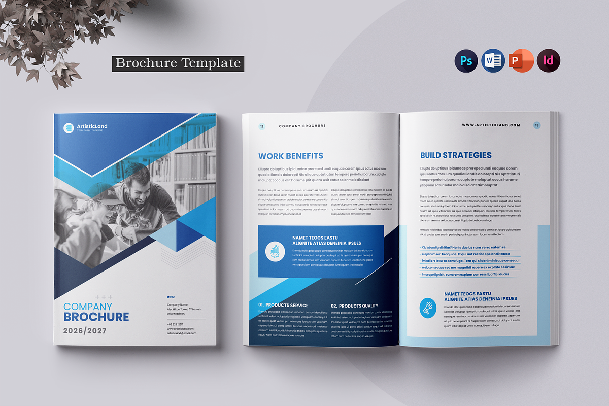 Brochure | Word, PPTX, InDesign, PSD, a Brochure Template by ArtisticLand (Photo 1 of 8)