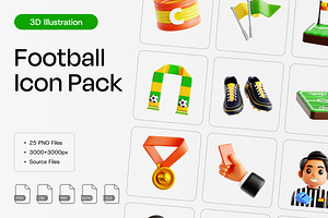 Football 3D Icon Set, an Object 3D Model by Eklip Studio