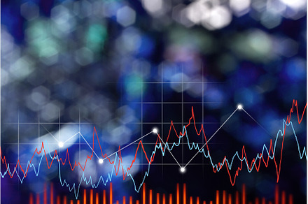 Glowing business chart on a dark, a Business Photo by darksoul72