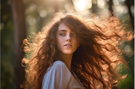 Woman long curly hair fashion, a Beauty & Fashion Photo by Ylivdesign