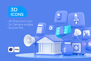 3D Icons C4D File & PNG