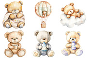 Watercolor Beige Teddy Bear Nursery, an Illustration by CitraGraphics (Thumbnail 2 of 5)