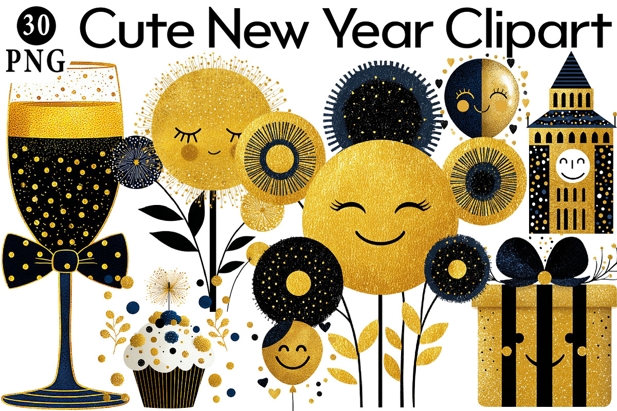 Cute New Year Clipart, an Illustration by Daily.Designs (Photo 1 of 5)