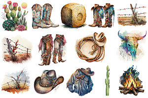 Western Texas Cowboy Ranch Clipart