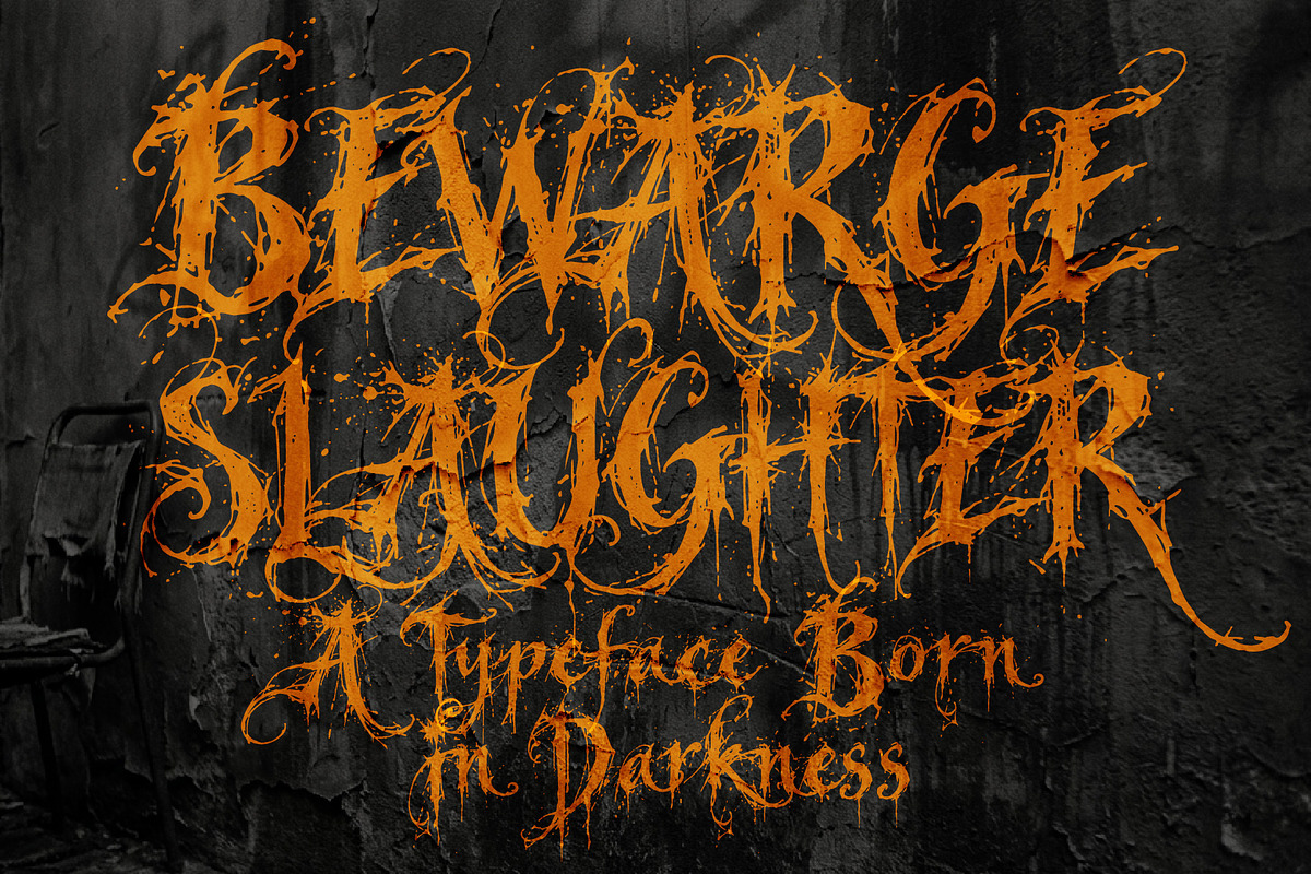 Bewarge Slaughter Horor Vintage Font, a Handwritten Font by HypeWorksCo (Photo 1 of 15)