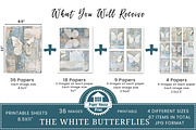 White Butterflies Junk Journal Paper, a Background Graphic by NiiiNArt (Thumbnail 2 of 8)