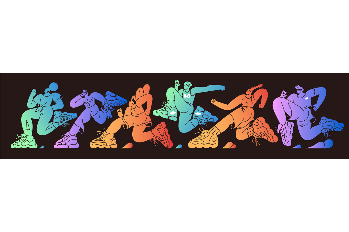 Running people set + backgrounds, a Sport Illustration by PaperTrident (Photo 8 of 13)