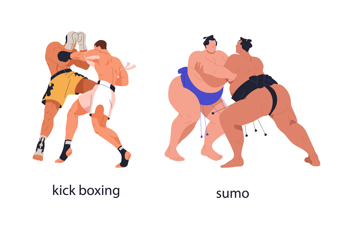 Fighters practicing martial arts set, a Sport Illustration by Good Studio (Photo 2 of 13)