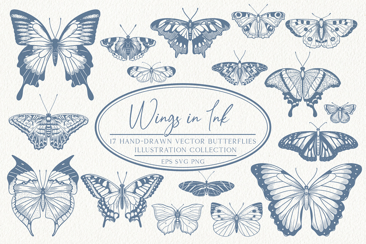 Wings in Ink. Vector Butterflies, an Object Graphic by PenguinArtStudio (Photo 1 of 6)