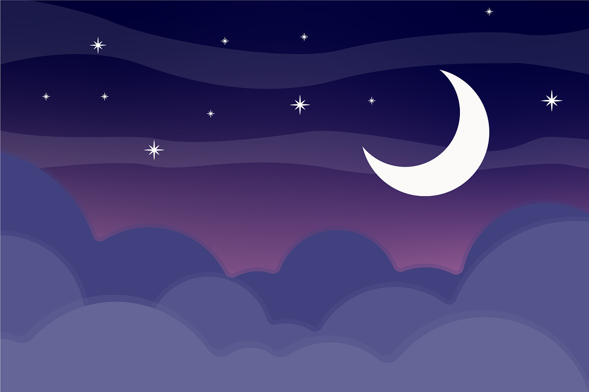 lunar and sky night landscaped, a Decorative Illustration by zyxroun shop