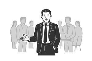 Confident professional presenting to, a Person Illustration by AlexArt