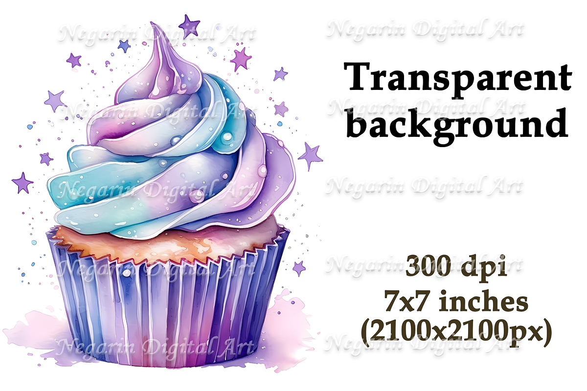 Watercolor Delicious Creamy Cupcake, an Object Graphic by Negarin Digital Art (Photo 6 of 9)