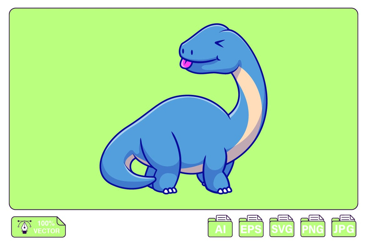 Cute Brontosaurus Cartoon, an Animal Illustration by Artstorystudio (Photo 2 of 3)