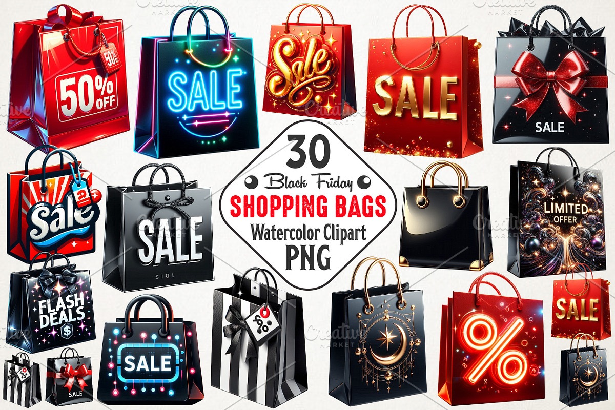 Black Friday Shopping Bags Clipart P, an Illustration by RobertsArt (Photo 1 of 5)