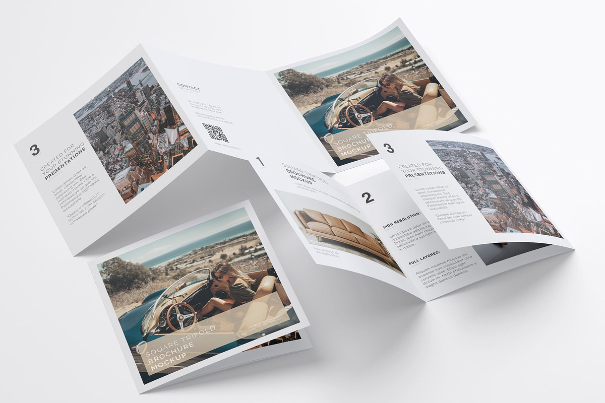 Square Trifold Brochure Mockups, a Print Template by Mockups by Carlos Viloria (Photo 23 of 23)