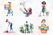 Housekeeper Watercolor Cliparts, an Illustration by RobertsArt (Thumbnail 4 of 4)