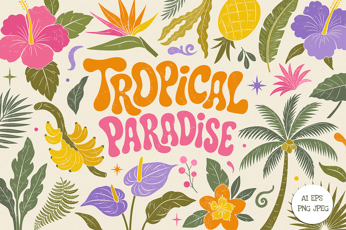 Tropical Paradise Summer Clipart, a Seasonal Illustration by Hanna's ArtLab (Photo 1 of 6)