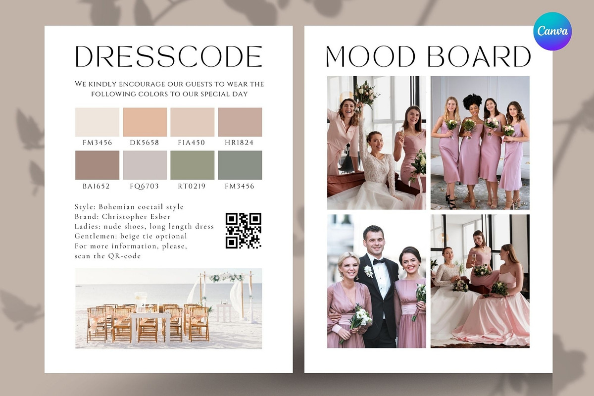 Dresscode card, Wedding mood board, a Card Template by EvaTemplates (Photo 3 of 8)