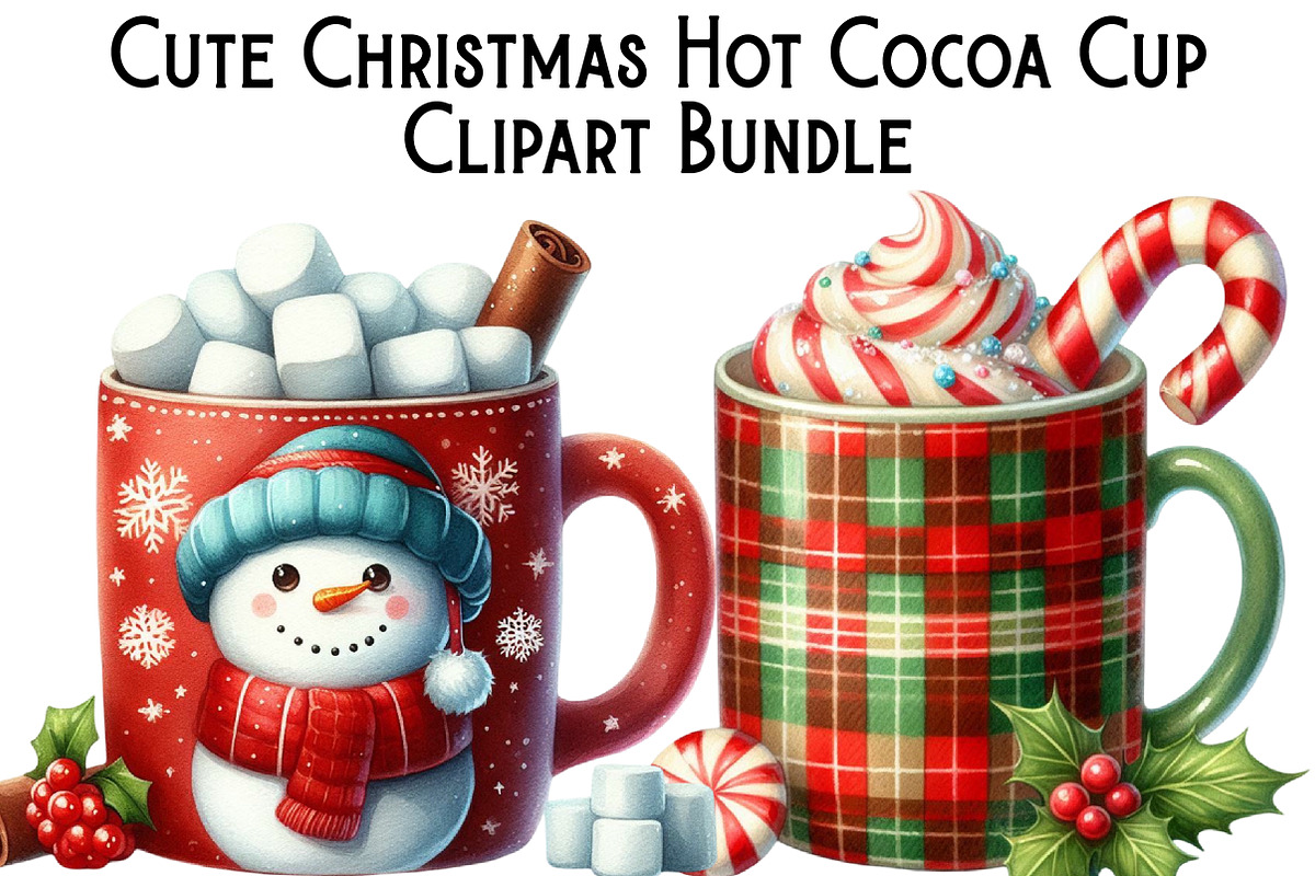 Cute Christmas Hot Cocoa Cup Clipart, an Illustration by Pixels.Craft (Photo 1 of 6)
