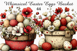 Whimsical Easter Eggs Basket Clipart, an Illustration by Craft Nest
