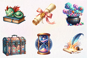 Cute Magic School Watercolor Clipart, an Illustration by CreationArt (Thumbnail 5 of 5)