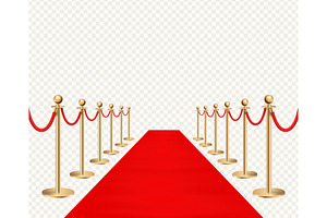 Red Carpet And Golden Barriers