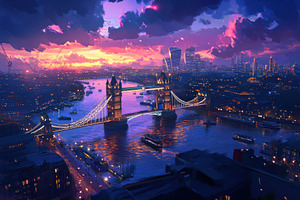 Stunning twilight view of London cit, a Photo by Iftikhar Alam