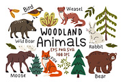 Woodland Animals Clipart Vector Set, an Animal Illustration by Luamor (Thumbnail 1 of 5)